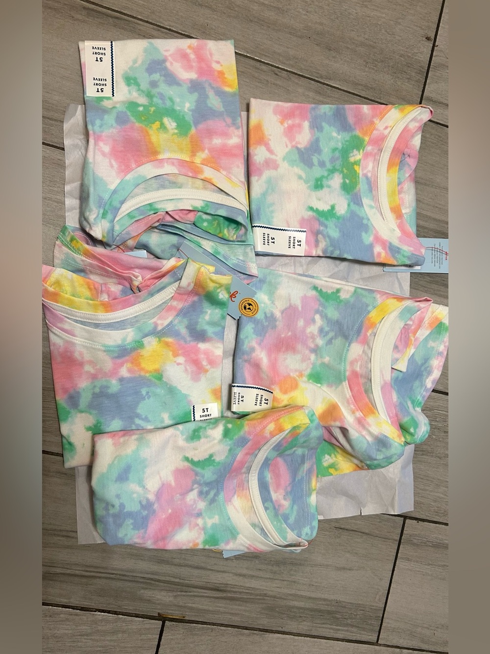 Girls Pastel Tie-Dye Crewneck Tee - set of 5
